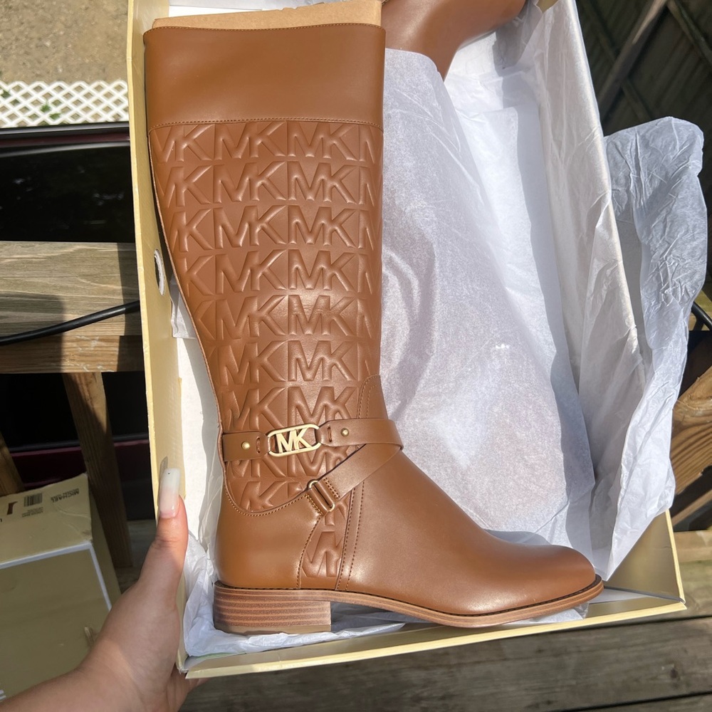 Michael Kors Brown Over the Knee Boots with Quilted Design